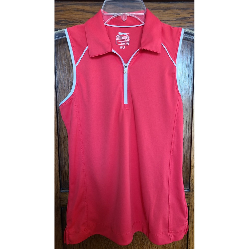 Slazenger Golf Women XS Coral Red Sleeveless Quarter Zip Polo Shirt Athletic